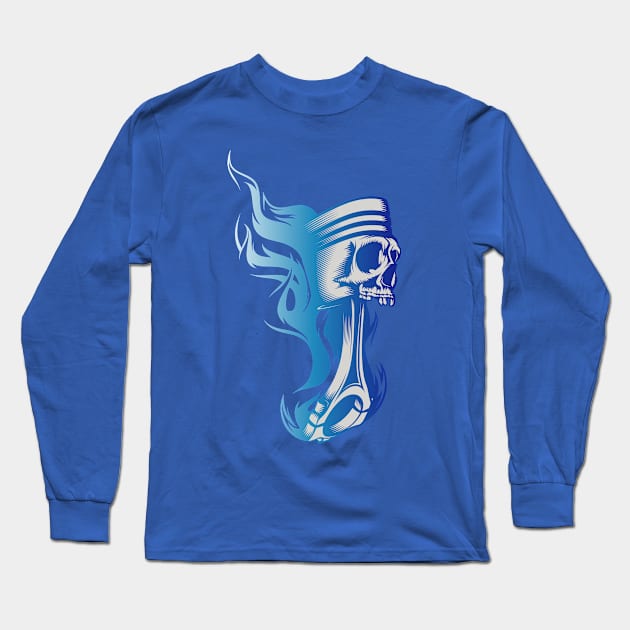 Piston in Blue Fire Long Sleeve T-Shirt by viSionDesign